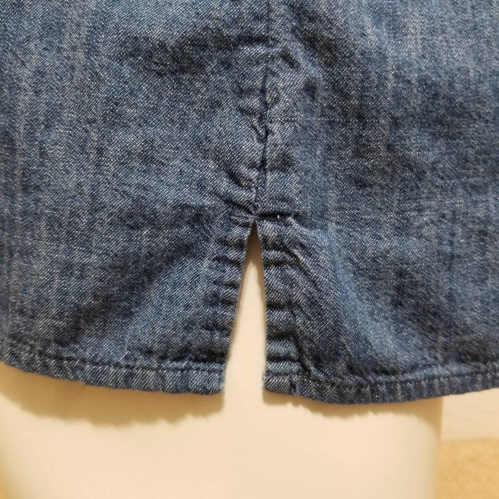 Old Navy top Small sleeveless button front chambray tank side split 100% cotton - Picture 5 of 11